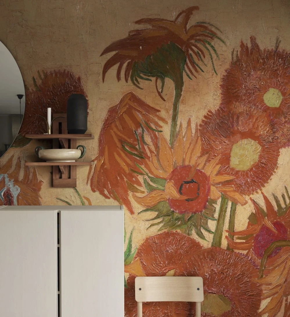 Rebel Walls R20558 First Rebels Sunflowers Repeatable Peach - mural w słoneczniki Vincenta van Gogha