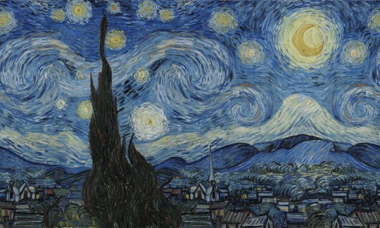 Rebel Walls R20555 First Rebels Starry Night by Van Gogh Repeatable - mural w obraz Gwiaździsta Noc Vincenta van Gogha