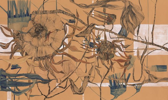 Wonderwall 35 0310 04 Campo - mural w abstrakcyjny wzór roślinny