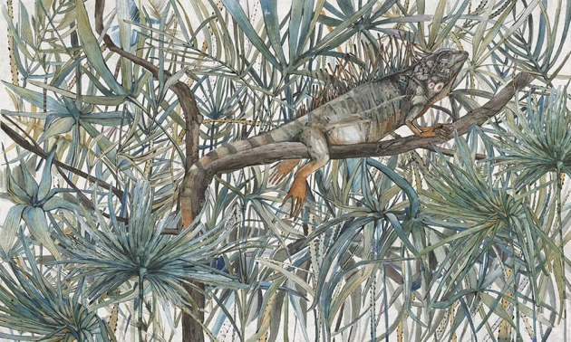 Wonderwall 35 0566 01 Komodo - mural w egzotyczną roślinność i zwierzęta