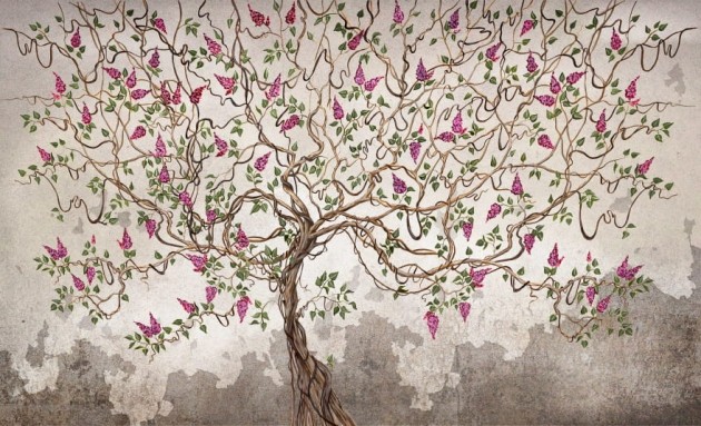 Wall & More 2418 26A Elara - mural w drzewo i kwiaty