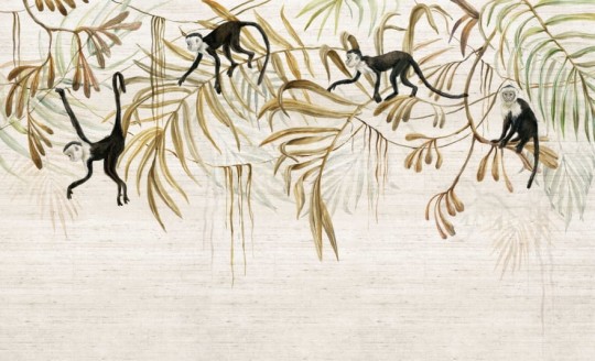 Wall & More 2473 51A Swing - mural w egzotyczne liście i małpy