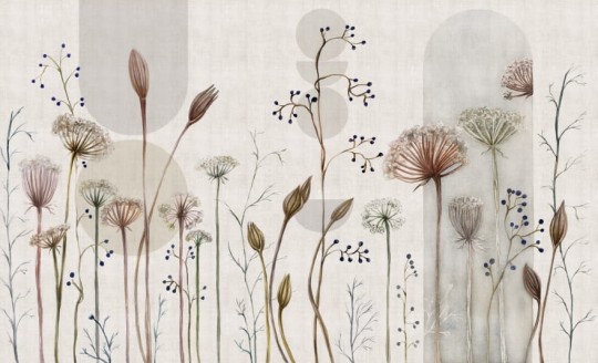 Wall & More 2489 31A Zefir - mural w rośliny na geometrycznym tle