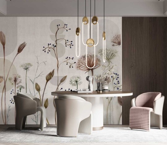 Wall & More 2489 31A Zefir - mural w rośliny na geometrycznym tle