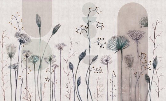 Wall & More 2490 32B Zefir - mural w rośliny na geometrycznym tle