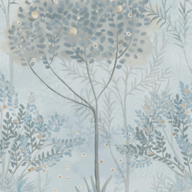 York MN1820 Mediterranean Orchard Blue/Grey - tapeta w śródziemnomorską roślinność