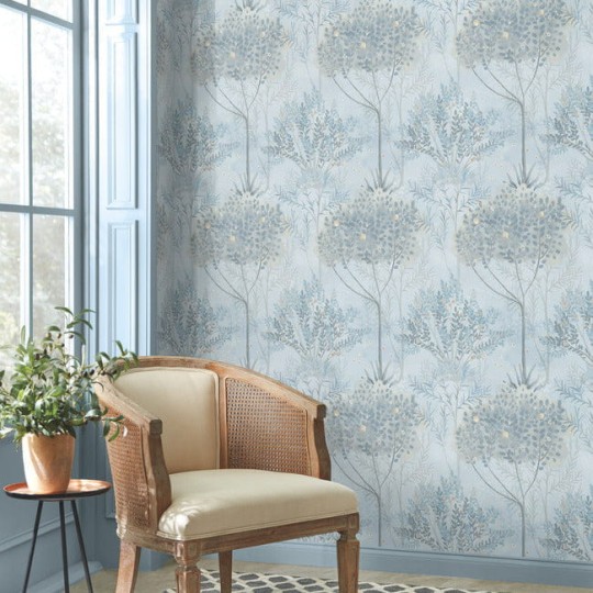 York MN1820 Mediterranean Orchard Blue/Grey - tapeta w śródziemnomorską roślinność