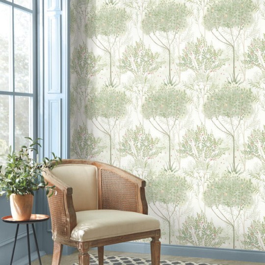 York MN1822 Mediterranean Orchard White/Green - tapeta w śródziemnomorską roślinność