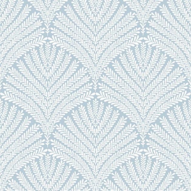 York MN1870 Mediterranean Beachcomber Blue/White - tapeta w stylizowane liście w stylu art deco