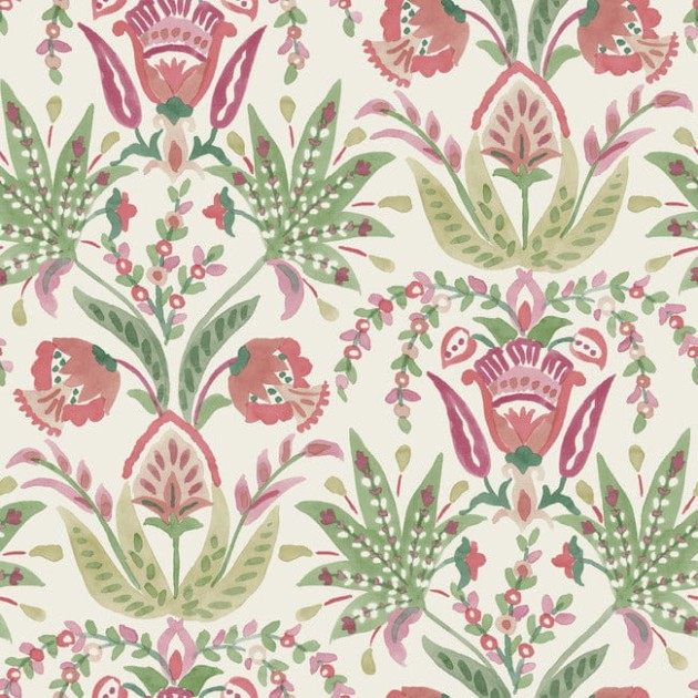York MN1914 Mediterranean Seaside Jacobean Beige/Green/Red - tapeta w stylizowane rośliny
