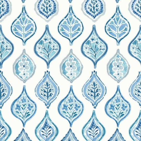 York MN1850 Mediterranean Marketplace Motif White/Blue - tapeta we wzór ogee