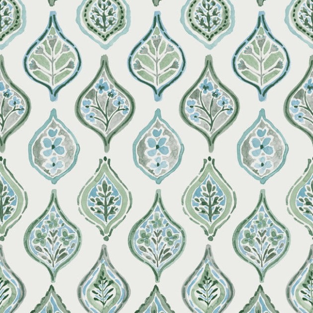 York MN1851 Mediterranean Marketplace Motif Pale Grey/Green - tapeta we wzór ogee