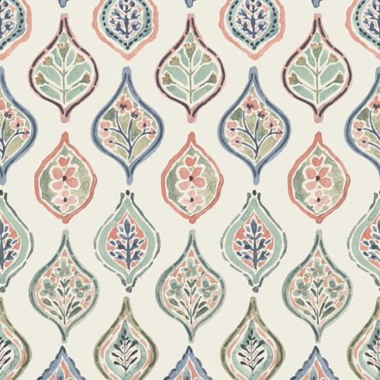 York MN1853 Mediterranean Marketplace Motif Almond/Mint/Apricot - tapeta we wzór ogee