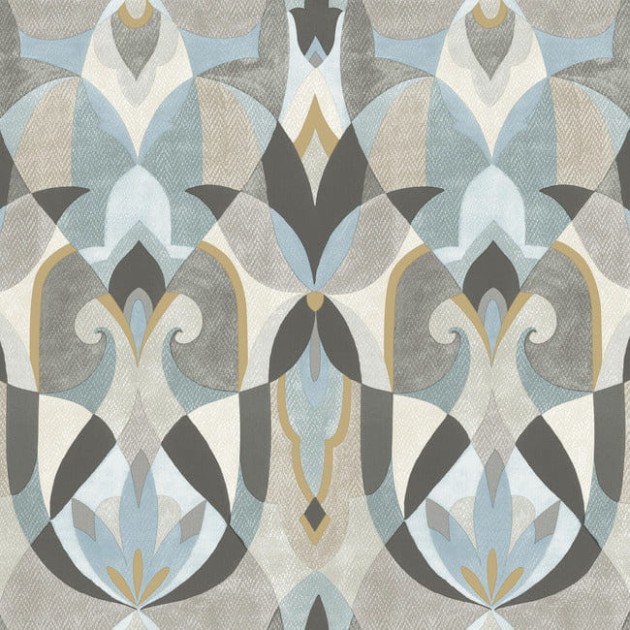 York MN1921 Mediterranean Malta Neutral/Blue/Gold - tapeta w witraże