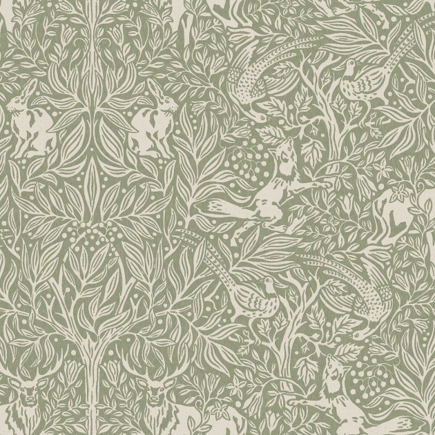 Boras Tapeter 2046 Icons Under the Elder Tree Green - tapeta w leśne zwierzątka