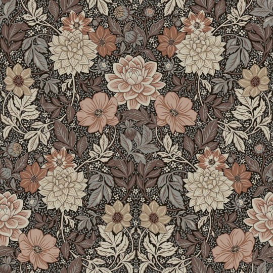 Boras Tapeter 7689 Icons Dahlia Garden Brown - tapeta w kwiaty dalii