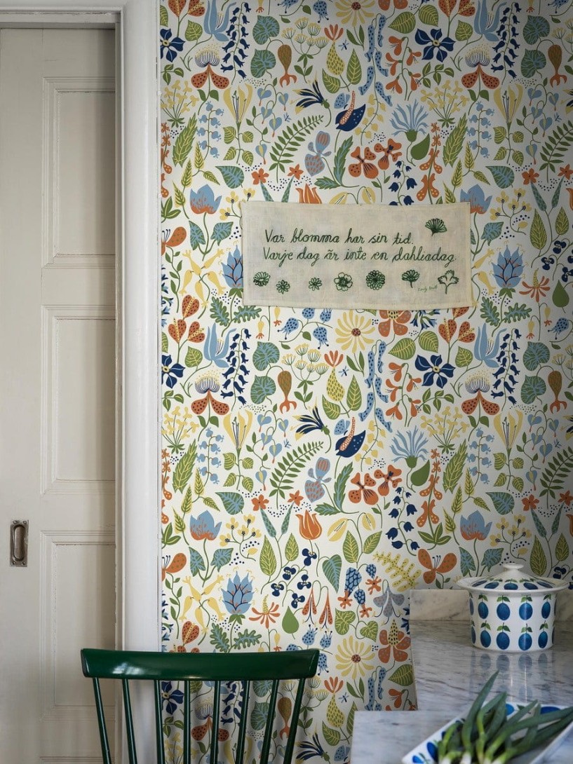 Boras Tapeter 1978 Icons Stig Lindberg Herbarium Multi - tapeta w kwiaty