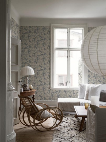 Boras Tapeter 3129 Icons Dancing Crane Blue - tapeta w żurawie