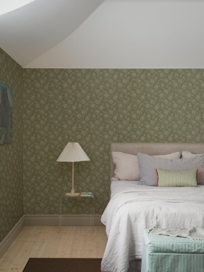 Boras Tapeter 1182 Icons Hip Rose Green - tapeta w kwiatki