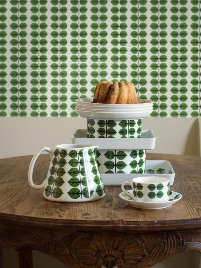Boras Tapeter 1750 Icons Stig Lindberg Bersa Green - tapeta w geometryczne liście