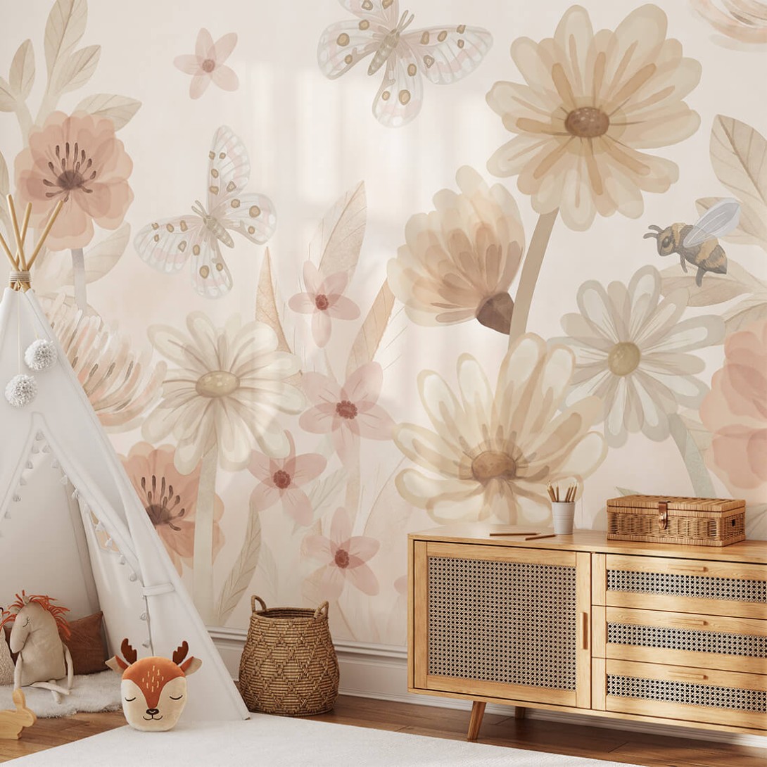 Pastelowelove Kwiaty Duże - mural dziecięcy w kwiaty