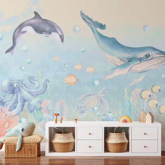 Pastelowelove Ocean - mural dziecięcy w morskie zwierzęta