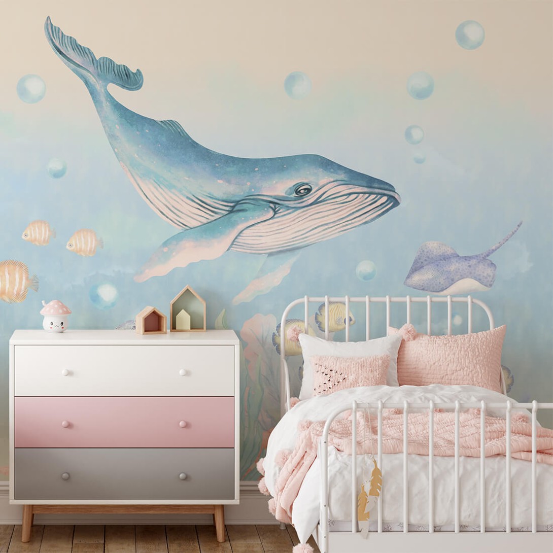 Pastelowelove Ocean - mural dziecięcy w morskie zwierzęta