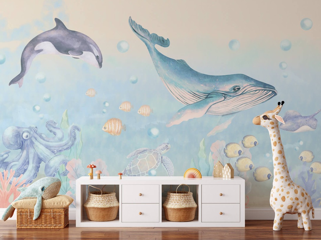 Pastelowelove Ocean - mural dziecięcy w morskie zwierzęta