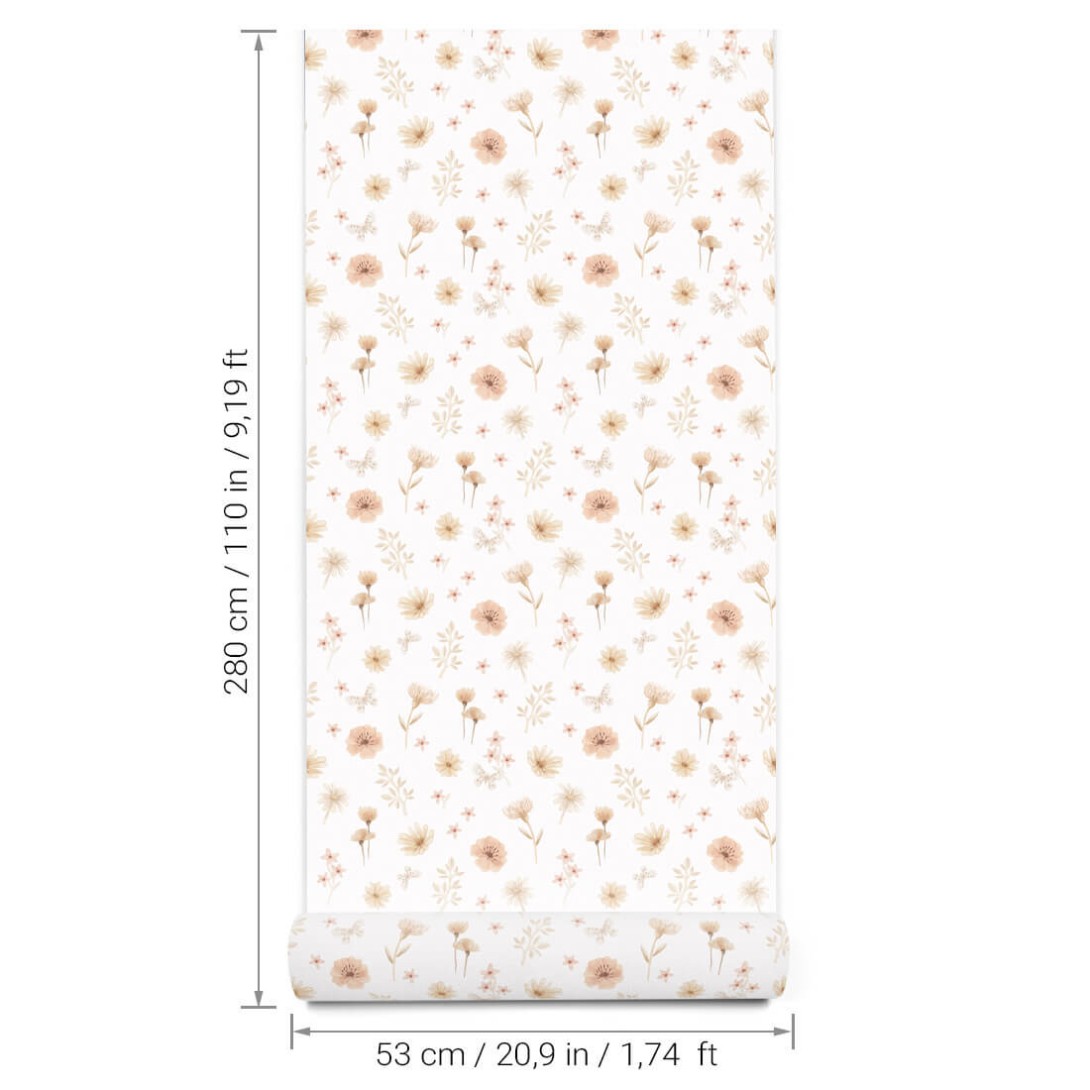 Pastelowelove Kwiaty Łąka Mini - tapeta dziecięca w kwiaty