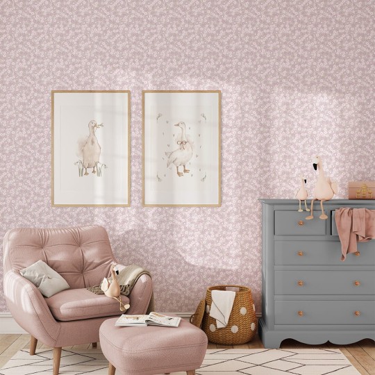 Pastelowelove Mini Stokrotki Różowa - tapeta dziecięca w kwiaty