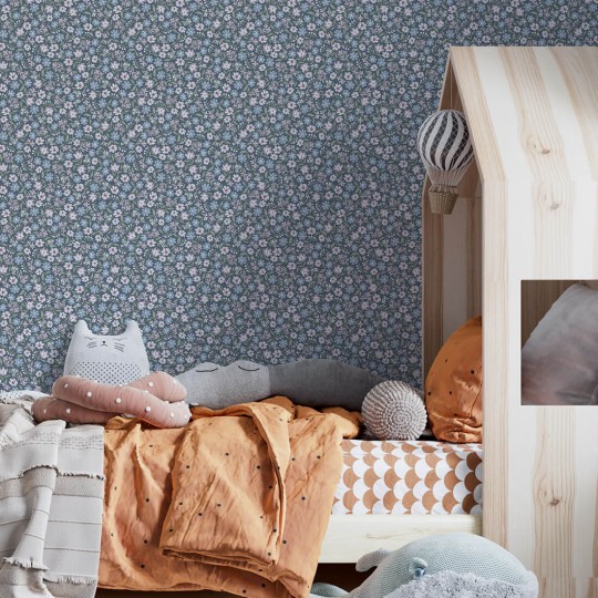 Pastelowelove Mini Stokrotki Niebieska - tapeta dziecięca w kwiaty