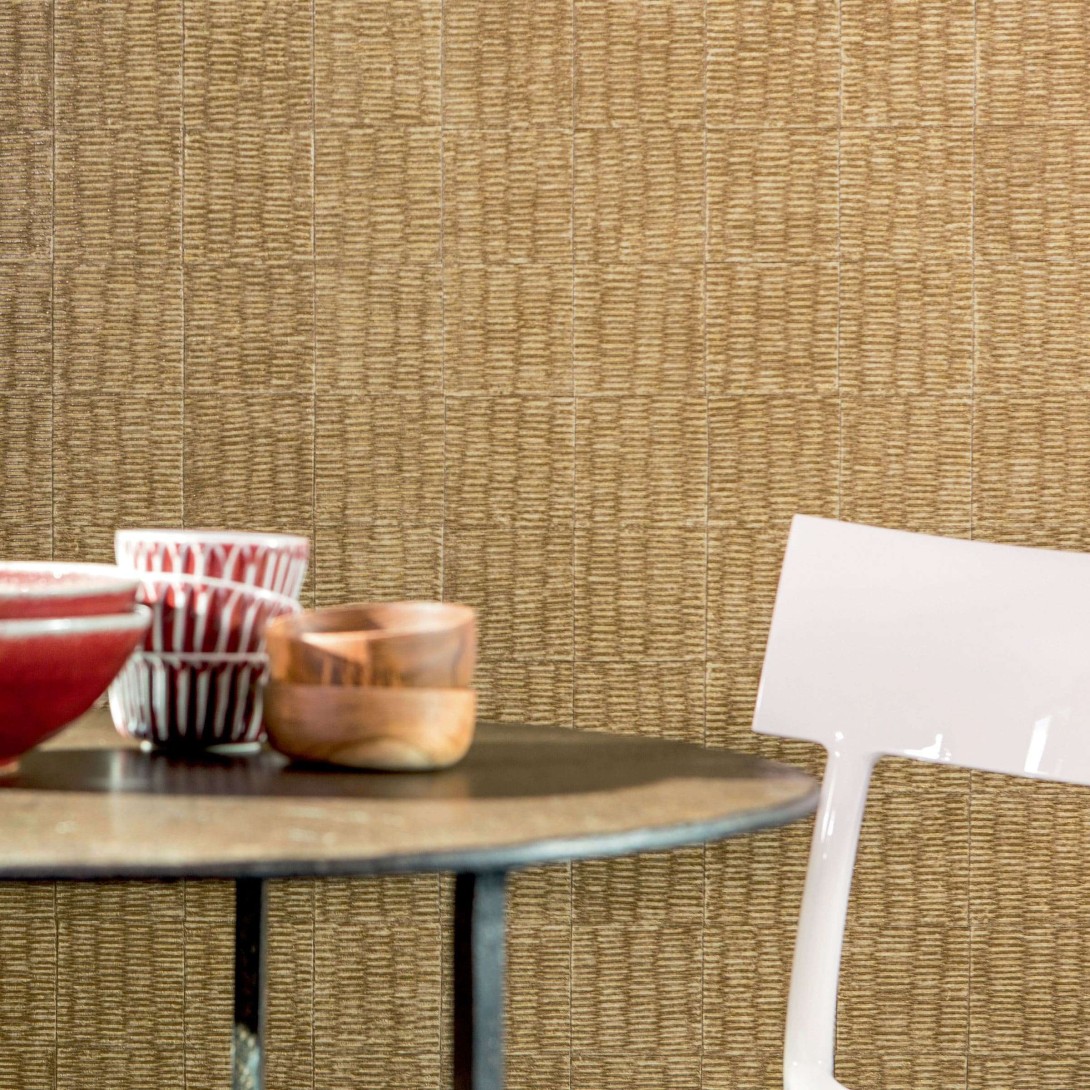 Elitis VP 915 24 Natural Mood Mimbre precioso - tapeta z tłoczonego winylu z efektem plecionej wikliny