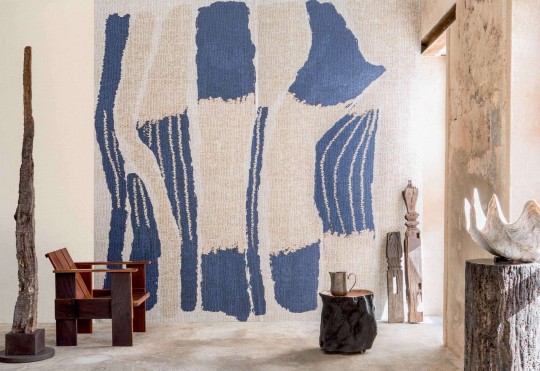 Elitis VP 918 01 Natural mood La casa azu - mural w abstrakcyjny wzór z efektem plecionej wikliny