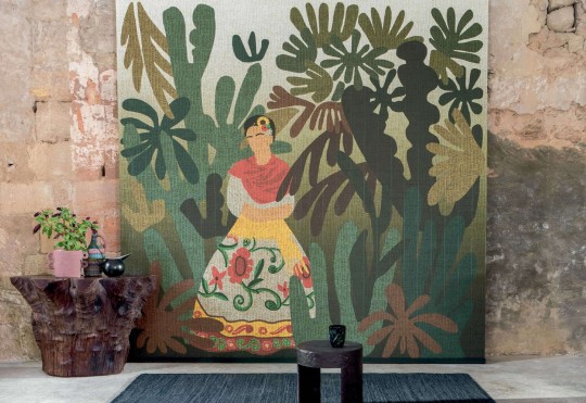 Elitis VP 919 01 Natural mood La passion de Diego - mural w Fridę Kahlo z efektem plecionej wikliny