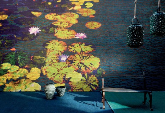 Elitis VP 856 01 Talamone All'ombra - mural w jezioro z efektem splotu jedwabnego