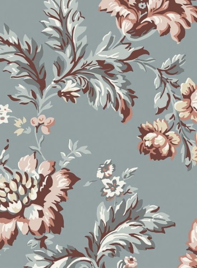 Sandberg 649-26 Special Edition Kajsa Sky Blue - mural w piwonie i róże