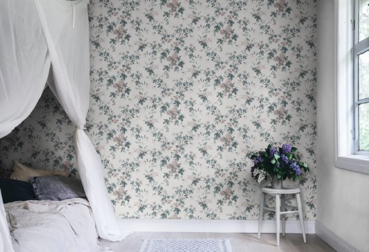 Sandberg 651-11 Special Edition Sandra Powder White - mural w kwiaty i lilie