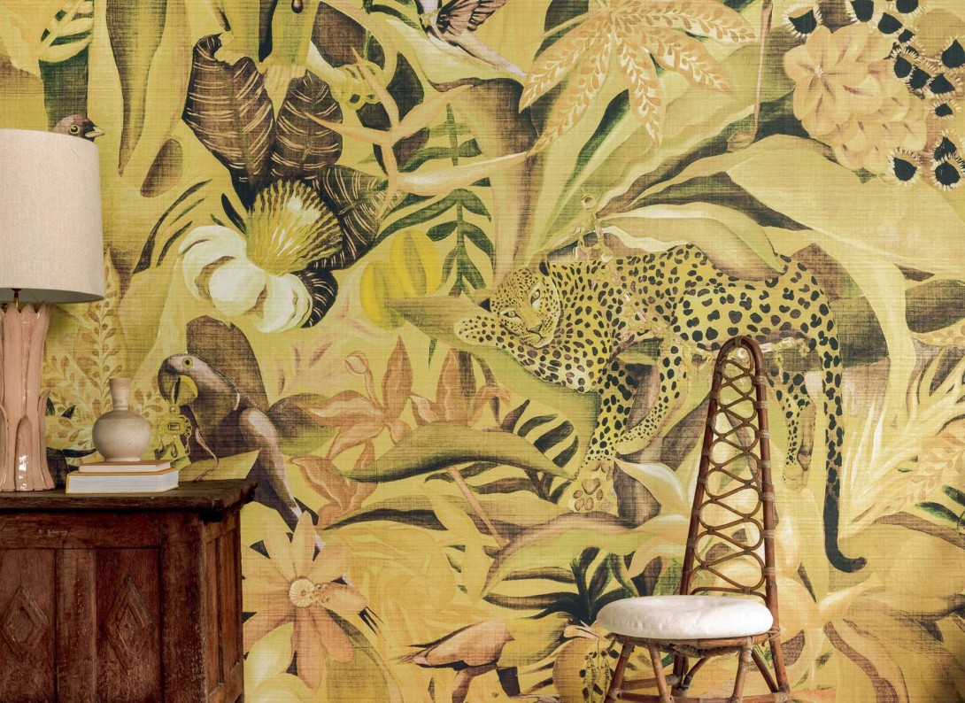 Elitis VP 992 01 Matières végétales Costalegre - mural w egzotyczne zwierzęta i rośliny