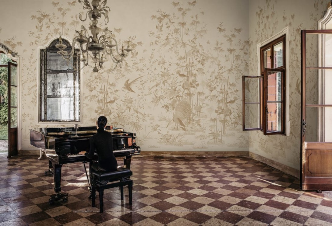 Sandberg S10544 Chinoiserie Garden Beige - mural orientalny ogród