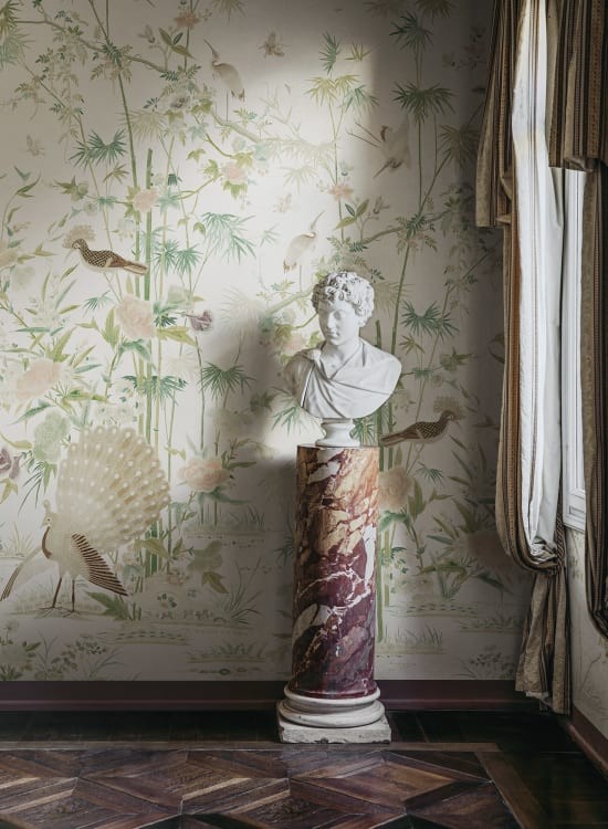 Sandberg S10543 Chinoiserie Garden Light Green - mural orientalny ogród