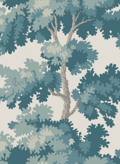 Sandberg S10176 Le Village Raphael Teal - mural z drzewami