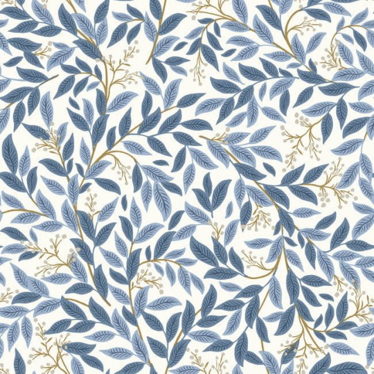 York PSW1469RL Rifle Paper Co. Second Edition Peel + Stick Willowberry Blue & White - tapeta w liście