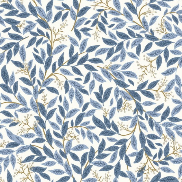 York PSW1469RL Rifle Paper Co. Second Edition Peel + Stick Willowberry Blue & White - tapeta w liście