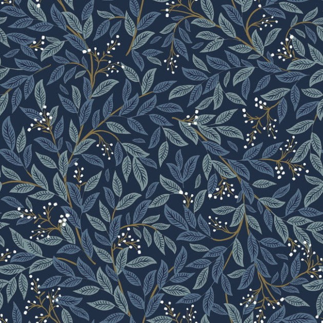 York PSW1470RL Rifle Paper Co. Second Edition Peel + Stick Willowberry Navy - tapeta w liście
