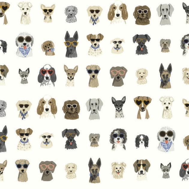 York PSW1461RL Rifle Paper Co. Second Edition Peel + Stick Dog Days Multi White - tapeta w psy