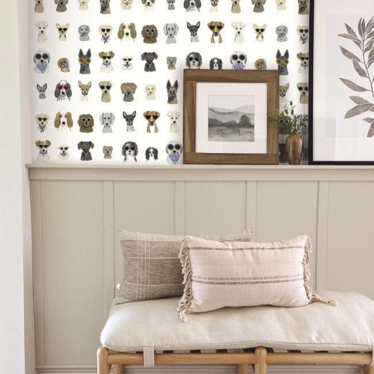 York PSW1461RL Rifle Paper Co. Second Edition Peel + Stick Dog Days Multi White - tapeta w psy