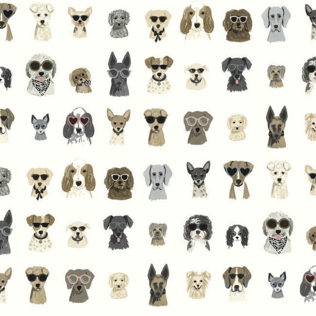 York PSW1462RL Rifle Paper Co. Second Edition Peel + Stick Dog Days Grey - tapeta w psy