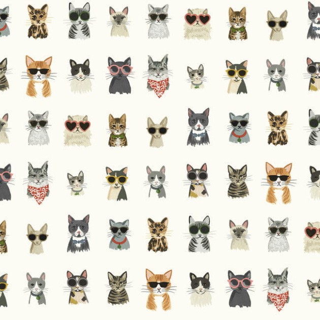 York PSW1463RL Rifle Paper Co. Second Edition Peel + Stick Cool Cats Multi White - tapeta w koty