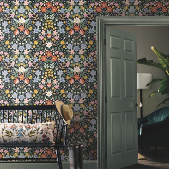 York PSW1478RL Rifle Paper Co. Second Edition Peel + Stick Bramble Garden Black - tapeta w kwiaty