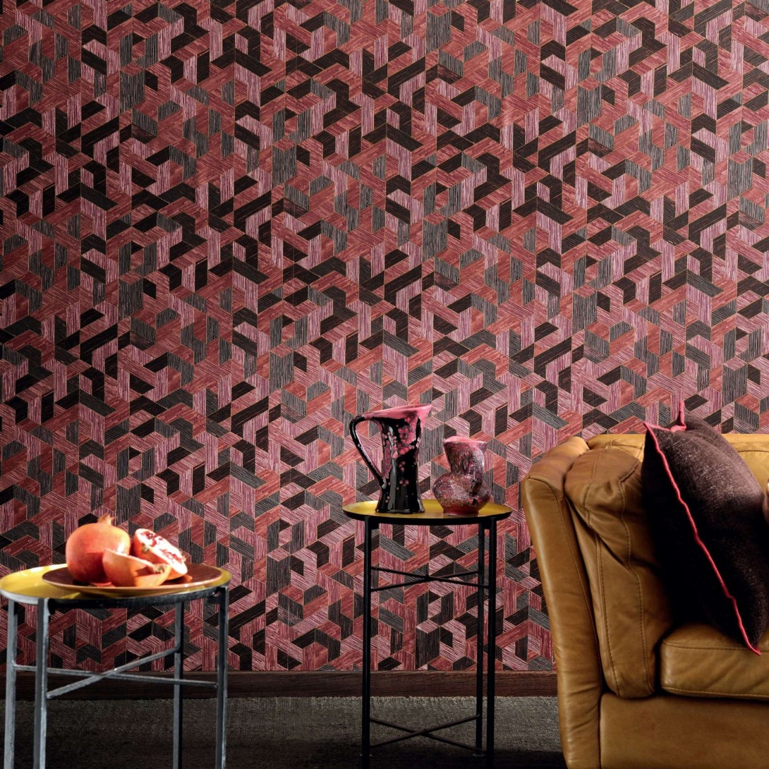 Elitis VP 717 08 Formentera Juego de paja - tapeta w geometryczny wzór o strukturze słomy